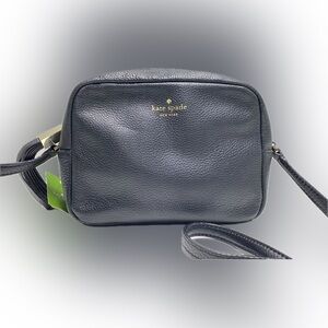 Kate Spade Black Pebbled Leather Camera Crossbody Bag NWT